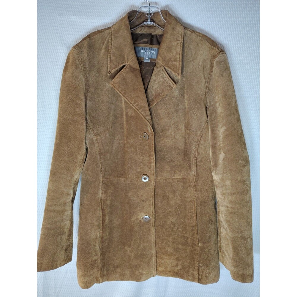 Wilsons Leather Women's Tan Suede Button Front Jacket
